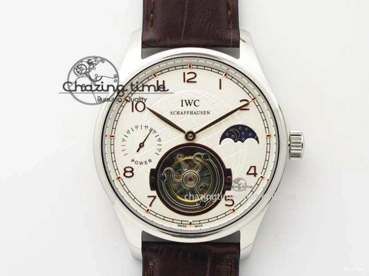 MIROTIME 1230 Effortless Portuguese IW544404 SS White Dial On Black Leather Strap A 7257